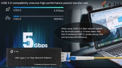 Micro Mini USB C ถึง SFP Fiber Network Adapter สำหรับแล็ปท็อป / พีซี / แท็บเล็ต