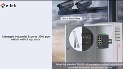 สวิตช์ PoE ที่มีการจัดการ Mini Industrial 8 พอร์ต 10/100/1000T 802.3at + 2 พอร์ต 100/1000X