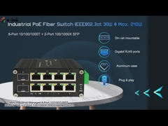สวิตช์ PoE ที่มีการจัดการอุตสาหกรรมราง Din 8x10 / 100 / 1000T 802.3at + 2x100 / 1000X SFP