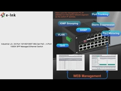 Din Rail 24 พอร์ต 10/100/1000T 802.3at PoE Managed Switch พร้อม 4-Port 1000X Gigabit SFP