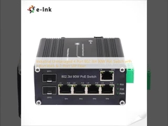 Industrial Unmanaged 4 Port 802.3bt 90W PoE Switch ด้วย 1-Port RJ45 และ 2-Port SFP Fiber