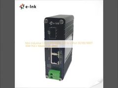 มินิ อินดัสเตรียล 1-Port 100/1000X SFP เป็น 2-Port 10/100/1000T 30W PoE+ Media Converter