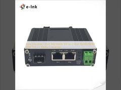 มินิ อินดัสเตรียล 1-Port 100/1000X SFP เป็น 2-Port 10/100/1000T 60W PoE++ Media Converter