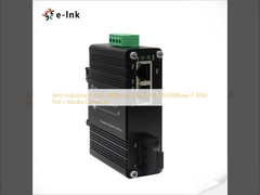 มินิ อินดัสเตรียล 1-Port 100Base-FX เป็น 2-Port 10/100Base-T 30W PoE+ Media Converter