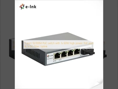 5 ท่าทาง 10/100M PoE สวิตช์ด้วย 1x 60W ท่าทาง PoE พลังงานสูง & 1x SC Fiber Uplink