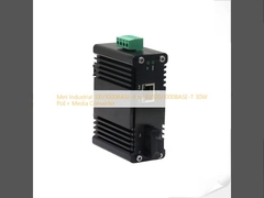 มินิ อินดัสเตรียล 100/1000BASE-X ถึง 10/100/1000BASE-T เครื่องแปลงสื่อ PoE+ 30W