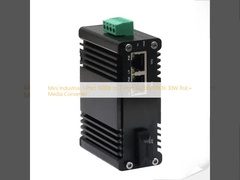 มินิ อินดัสเตรียล 1-Port 1000X ถึง 2-Port 10/100/1000X 30W PoE+ Media Converter