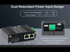 Mini Industrial 1-Port 100/1000X SFP ถึง 2-Port 10/100/1000T Ethernet Media Converter รองรับเต็ม / H