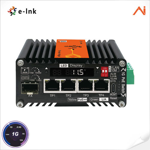 Latest company news about E-link LNK-AIMC104 ซีรีส์: เครื่องสวิทช์ที่บริหารโดย AI อุตสาหกรรมขนาดเล็กจาก Non-PoE เป็น 90W PoE++