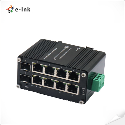 PoE Switch 8 Port 10/100/1000T 802.3at 30W ไปยัง 2-Port 100/1000X Din Rail Managed Switch