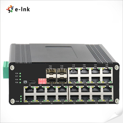 Din Rail Managed Switch 24 Port 10/100/1000T 802.3at PoE เป็น 4-Port 1000X Gigabit SFP ขายปลีก