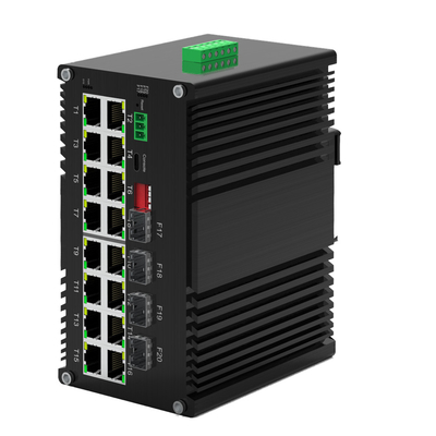 อุตสาหกรรม Gigabit Managed Switch 16 Port 10/100/1000T 802.3at PoE กับ 4 Port 1000X SFP