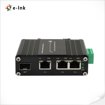 สวิตช์อีเธอร์เน็ต Mini Industrial 3-Port 802.3at PoE + 1-Port SFP พร้อมอินพุต DC 12~48V และ Voltage Booster