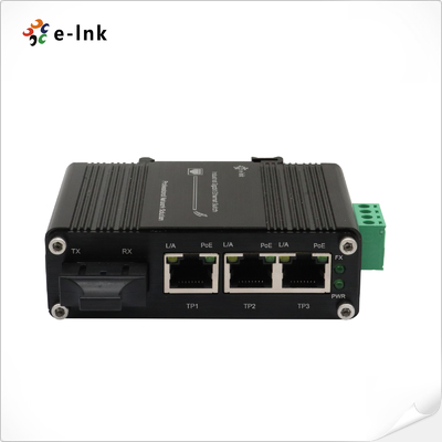 สวิตช์อีเธอร์เน็ต Mini Industrial 3-Port 10/100/1000T 802.3at PoE + 1-Port 1000X SC พร้อมอินพุต 12~48VDC และ Voltage Booster