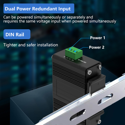 มินิ อินดัสเตรียล 10/100Base-T ถึง 100Base-X SFP ไฟเบอร์เอเธิร์นท์มีเดียคอนเวอร์เตอร์ 1Ch RS232/RS485/RS422
