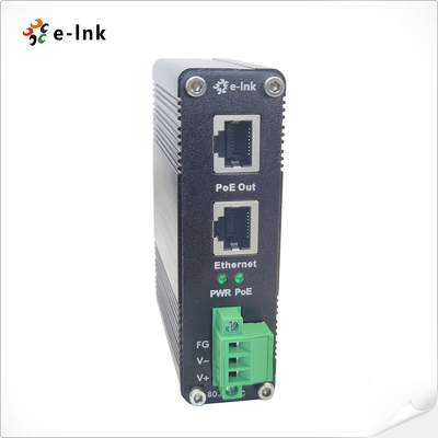 ตัวฉีดไฟ PoE+ Gigabit สำหรับอุตสาหกรรม อินพุตไฟ DC 80~320V