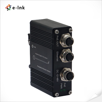 EN50155 อุตสาหกรรม 1 ท่า 10/100/1000 PoE Injector ด้วยผลิต 30W, เครื่องเชื่อม M12