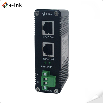 12 ~ 48V DC Power Input อุตสาหกรรม Gigabit 60W PoE เครื่องฉีด