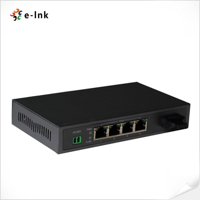 10/100/1000Mbps PoE-PSE สวิตช์อีเทอร์เน็ตไฟเบอร์ต่อทองแดง: 1 SFP + 4 PoE