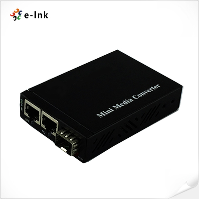 มินิ 2x 10/100/1000Base-T RJ45 เป็น 1x 1000Base-X ช่องเสียบ SFP Gigabit Ethernet Media Converter