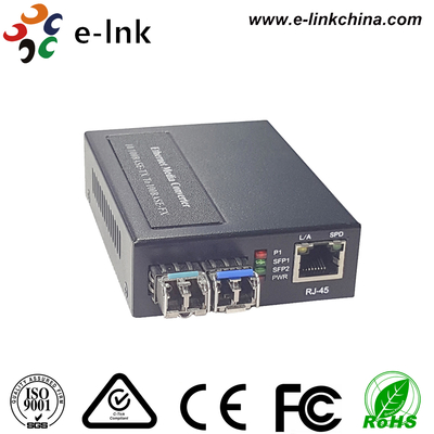เครื่องแปลงสื่อ 1x10/100BASE-T เป็น 2x100BASE-X SFP พร้อมไฟฟ้า