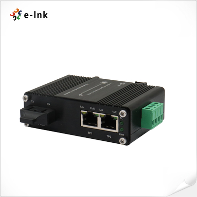 มินิ อินดัสเตรียล 1-Port 1000X ถึง 2-Port 10/100/1000Base-T 60W PoE++ Media Converter
