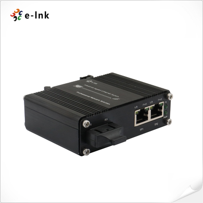มินิ อินดัสเตรียล 1-Port 100Base-FX เป็น 2-Port 10/100Base-T 90W PoE++ Media Converter