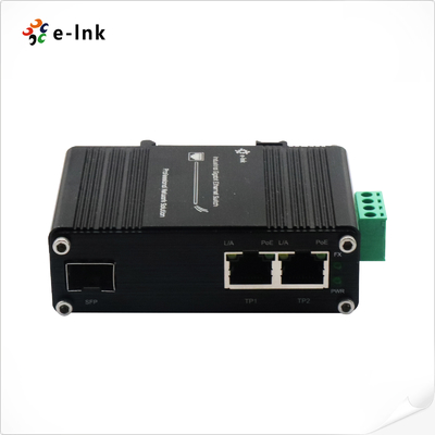 มินิ อินดัสเตรียล 1-Port 100/1000X SFP เป็น 2-Port 10/100/1000T 60W PoE++ Media Converter