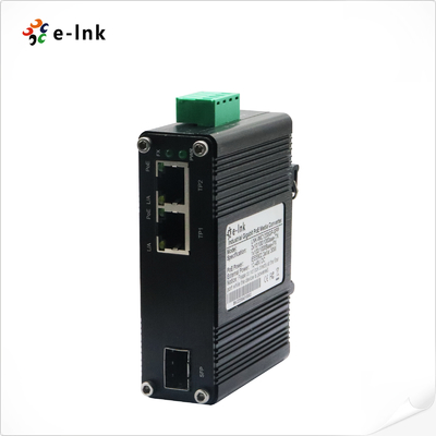 มินิ อินดัสเตรียล 1-Port 100/1000X SFP เป็น 2-Port 10/100/1000T 90W PoE++ Media Converter