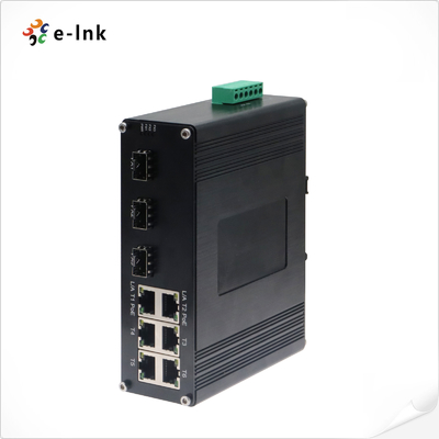 อุตสาหกรรม 6-Port 10/100T 802.3af/at PoE + 3-Port 100BASE-FX Ethernet Switch