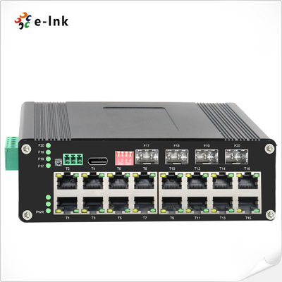 อุตสาหกรรม PoE Switch จัด L2 10/100/1000Mbps RJ45 Port IP40 กรอบอลูมิเนียม