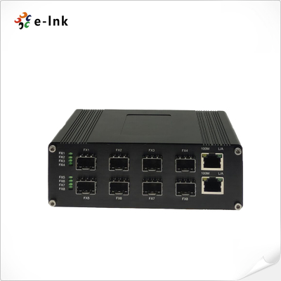 อุตสาหกรรม 2-port 10/100/1000Base-T + 8-port 1000BASE-X SFP Optical Switch