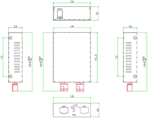 ตัวแปลงสื่อ Gigabit SFP เป็น SFP