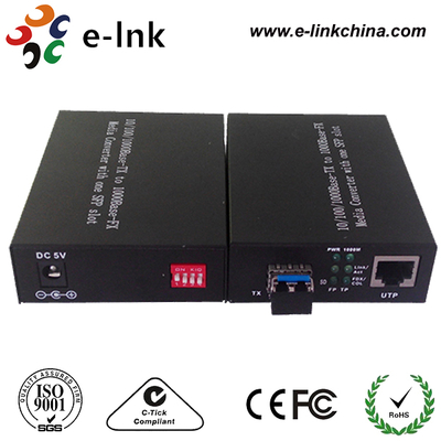 10/100/1000M Gigabit Ethernet Media Converter สล็อต SFP พร้อมสวิทช์ DIP