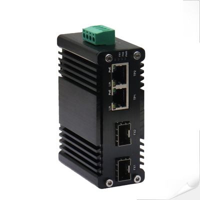 มินิ อินดัสเตรล 2-Port 10/100/1000T 802.3bt 90W PoE + 2-Port 100/1000Base-X SFP Ethernet Switch