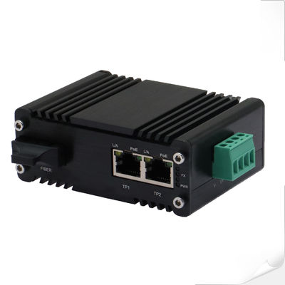 อุตสาหกรรม 2 Port PoE Media Converter การออกแบบที่ทนทานและการติดตั้งง่ายบน DIN Rail หรือกล่องการกระจาย