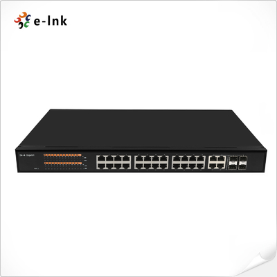การจัดการ 24-Port 10/100/1000T 802.3at PoE + 4-Port 100/1000 SFP Combo Ethernet Switch