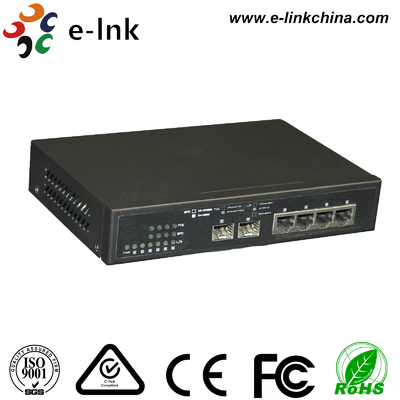 10/100/1000M การจัดการ 2FX + 4TX สวิตช์ไฟเบอร์