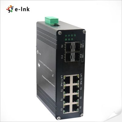 อุตสาหกรรม L2+ 8-Port 10/100/1000T 802.3at PoE + 4-Port 1000X SFP การจัดการ Ethernet สวิตช์