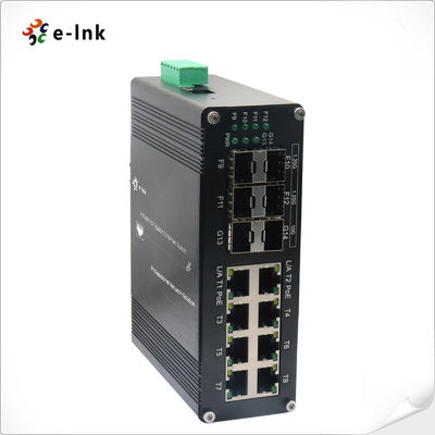 อุตสาหกรรม L2+ 8-Port 10/100/1000T 802.3at PoE + 4-Port 1G SFP + 2-Port 10G SFP+ การจัดการ Ethernet Switch