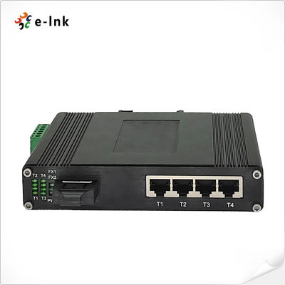 อุตสาหกรรม 4-Port 10/100/1000T 802.3at PoE + 1-Port 100/1000BASE-X Ethernet Switch