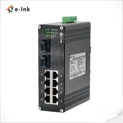 อุตสาหกรรม 8-port 10/100Base-T + 2-port 100BASE-FX Ethernet Switch
