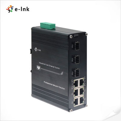 อุตสาหกรรม 6-Port 10/100T 802.3af/at PoE + 3-Port 100BASE-FX Ethernet Switch