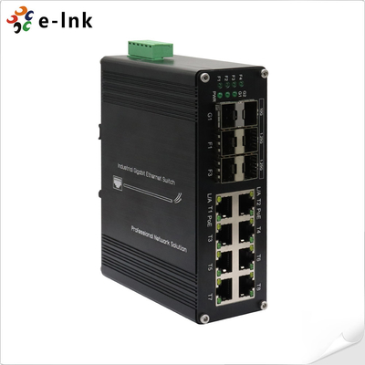 อุตสาหกรรม 8-Port 10/100/1000T 802.3at PoE + 6-Port 1000X SFP Ethernet Switch