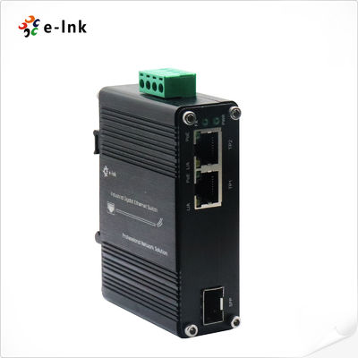มินิ อินดัสเตรียล 1-Port 100/1000X SFP ถึง 2-Port 10/100/1000T 60W PoE++ เครื่องแปลงสื่อ สูงสุด 60W ของพลังงานมากกว่า 4 คู่