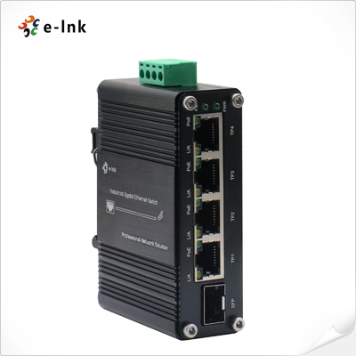 มินิ อินดัสเตรียล 4-Port 10/100/1000T 802.3at PoE + 1-Port 100/1000X SFP Ethernet Switch พร้อม 12 ~ 48VDC Input และ Voltage Booster
