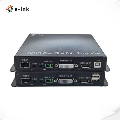 ตัวขยายสัญญาณไฟเบอร์ออปติก 1 ช่อง 1080P DVI + 1 ช่อง USB KVM + 1 ช่อง RS232 + 1 ช่อง สเตอริโอเสียงสองทิศทาง + 1 ช่อง GPIO