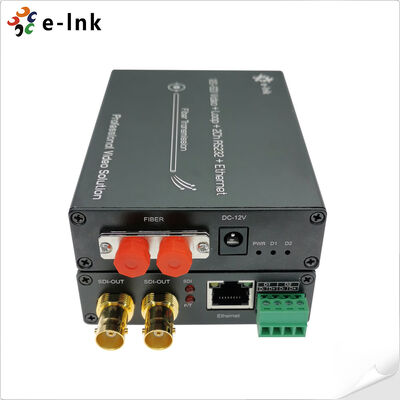 เครื่องแปลงไฟเบอร์ 12G-SDI พร้อม Gigabit Ethernet 2Ch RS485 80km การส่ง 4K