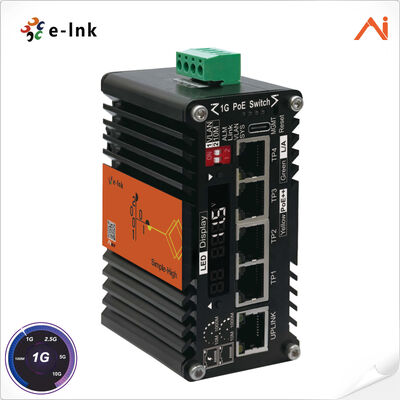 quality 4-Port 10/100/1000Base-T IEEE802.3bt PoE++ 60W ถึง 1-Port 10/100/1000Base-T Uplink Mini Industrial AI Smart Managed PoE++ Ethernet Switch พร้อมระบบเพิ่มแรงดันไฟฟ้า factory