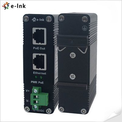 DIN Rail Industrial 802.3at 30W Gigabit PoE Injector Adapter 12~48V DC Power Booster ราคาโรงงาน